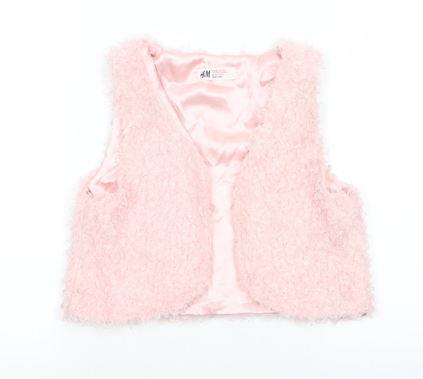 H&M Girls Pink   Gilet Waistcoat Size 12-13 Years   - Looped thread look Pale pink