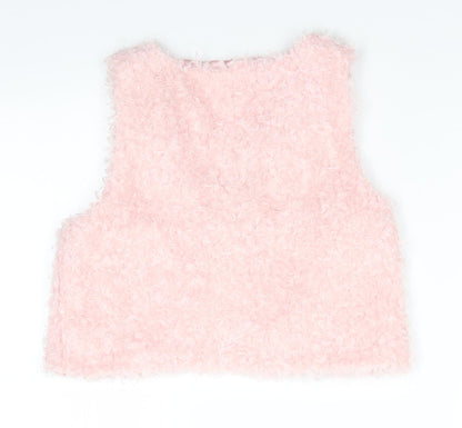 H&M Girls Pink   Gilet Waistcoat Size 12-13 Years   - Looped thread look Pale pink