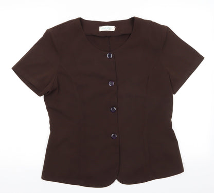 Estephan Womens Brown   Tunic Button-Up Size L Scoop Neck - Chocolate Brown