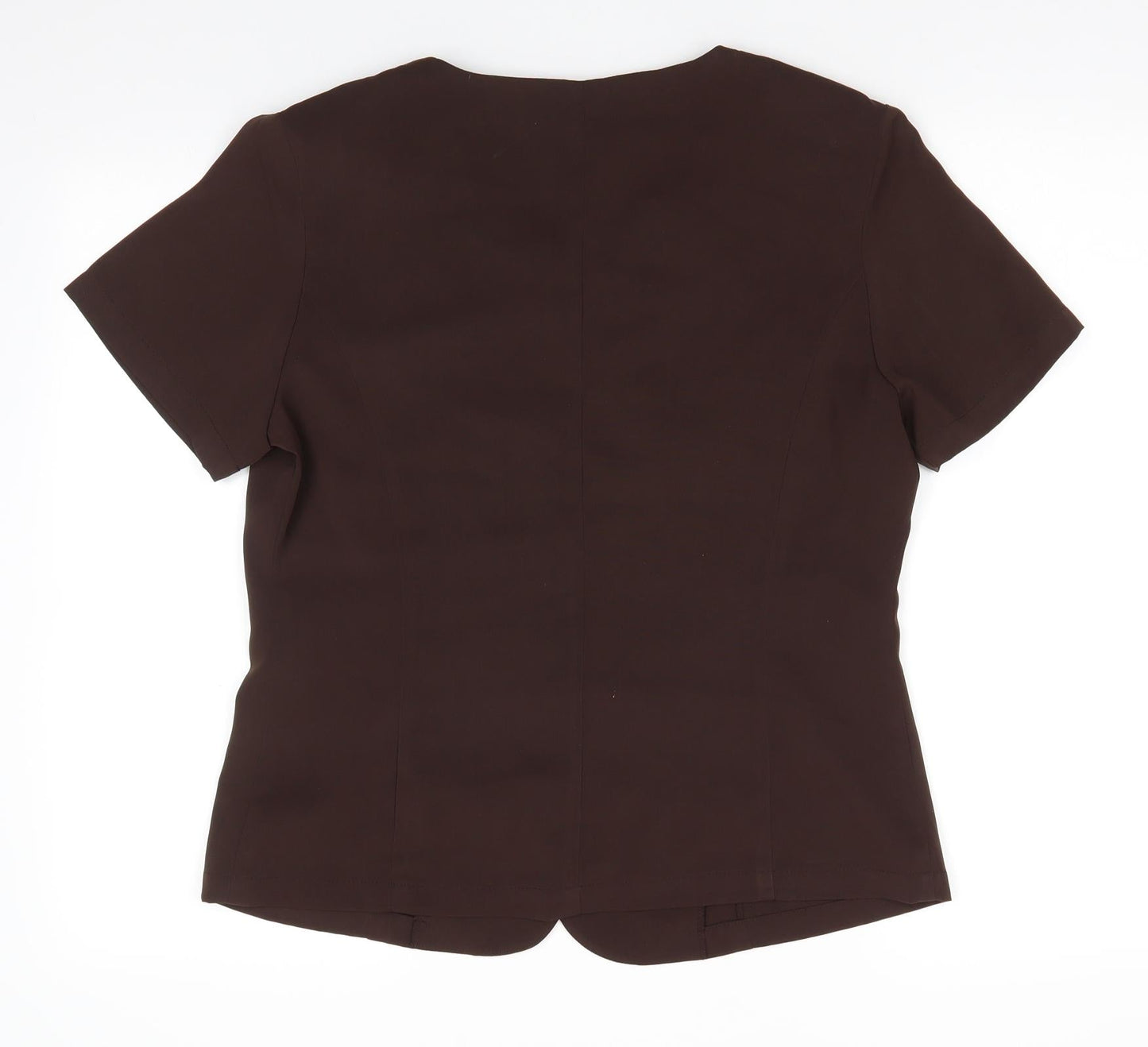 Estephan Womens Brown   Tunic Button-Up Size L Scoop Neck - Chocolate Brown