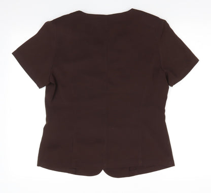 Estephan Womens Brown   Tunic Button-Up Size L Scoop Neck - Chocolate Brown