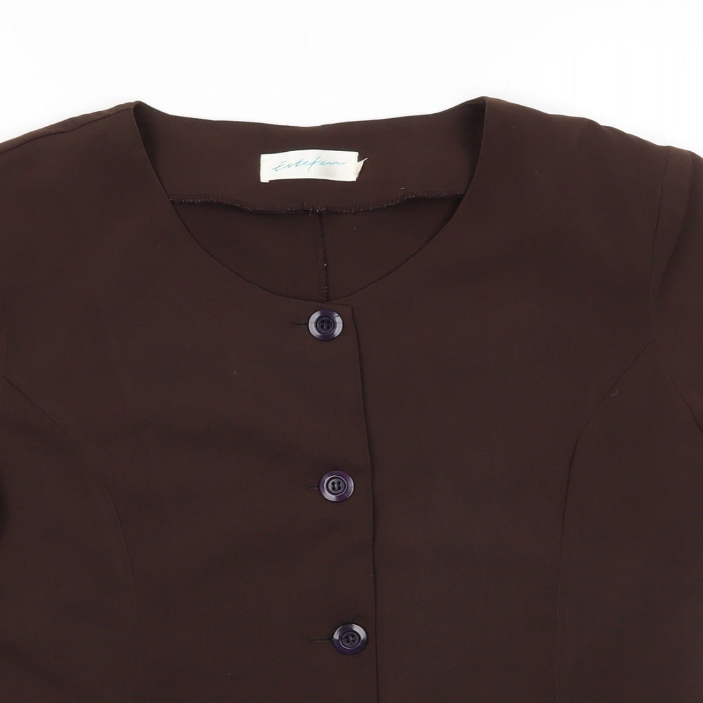 Estephan Womens Brown   Tunic Button-Up Size L Scoop Neck - Chocolate Brown