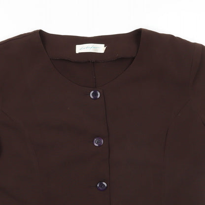 Estephan Womens Brown   Tunic Button-Up Size L Scoop Neck - Chocolate Brown