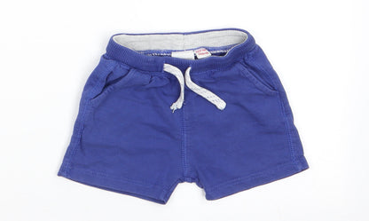 Zara Boys Blue  Cotton Cropped Trousers Size 12-18 Months  Drawstring - Mid Blue Shorts