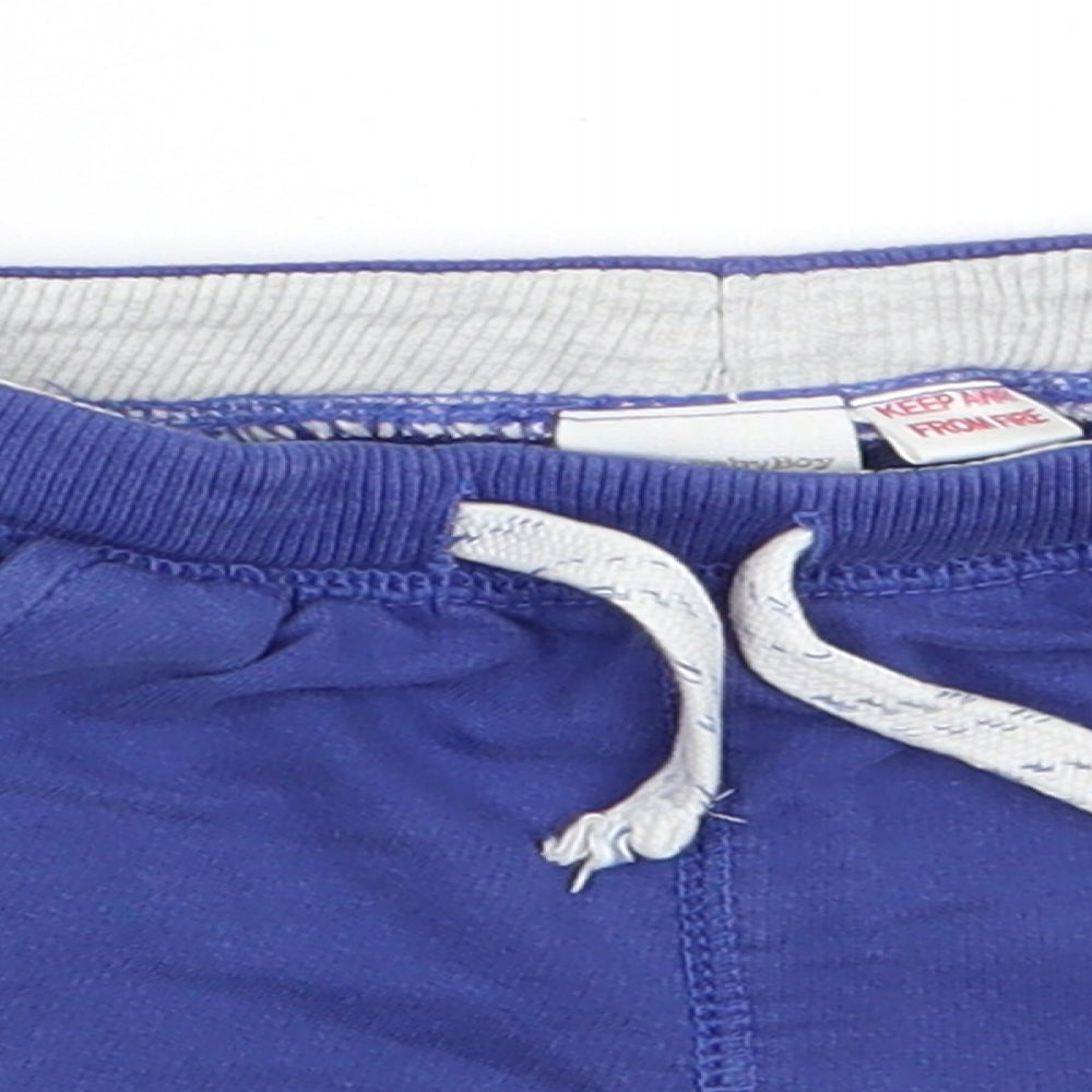 Zara Boys Blue  Cotton Cropped Trousers Size 12-18 Months  Drawstring - Mid Blue Shorts