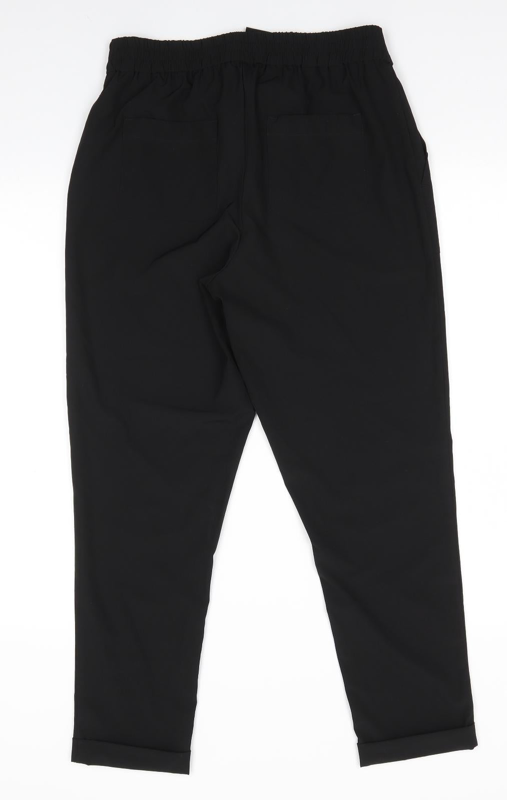 EZY Wear by CH1 Womens Black  Polyester Trousers  Size S L26.5 in Regular  - Back Elastication Tie Front Turn ups