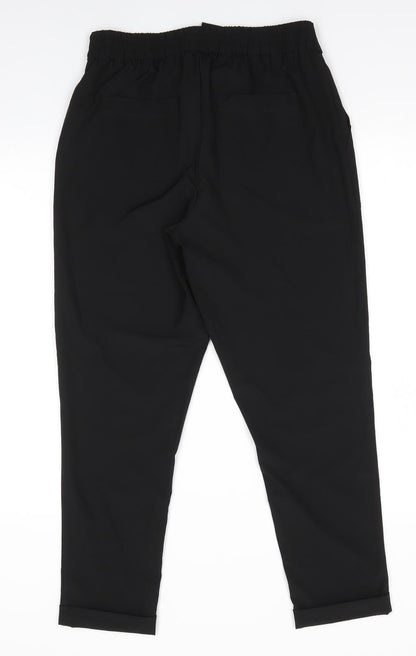 EZY Wear by CH1 Womens Black  Polyester Trousers  Size S L26.5 in Regular  - Back Elastication Tie Front Turn ups