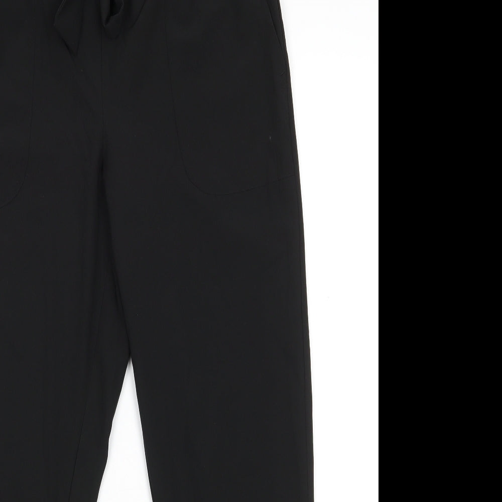 EZY Wear by CH1 Womens Black  Polyester Trousers  Size S L26.5 in Regular  - Back Elastication Tie Front Turn ups