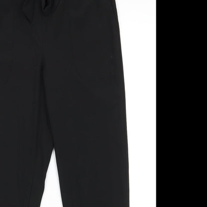 EZY Wear by CH1 Womens Black  Polyester Trousers  Size S L26.5 in Regular  - Back Elastication Tie Front Turn ups