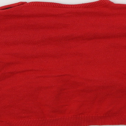 So Cute Baby Red  Cotton Pullover Jumper Size 9-12 Months  Button - Rudolph Christmas