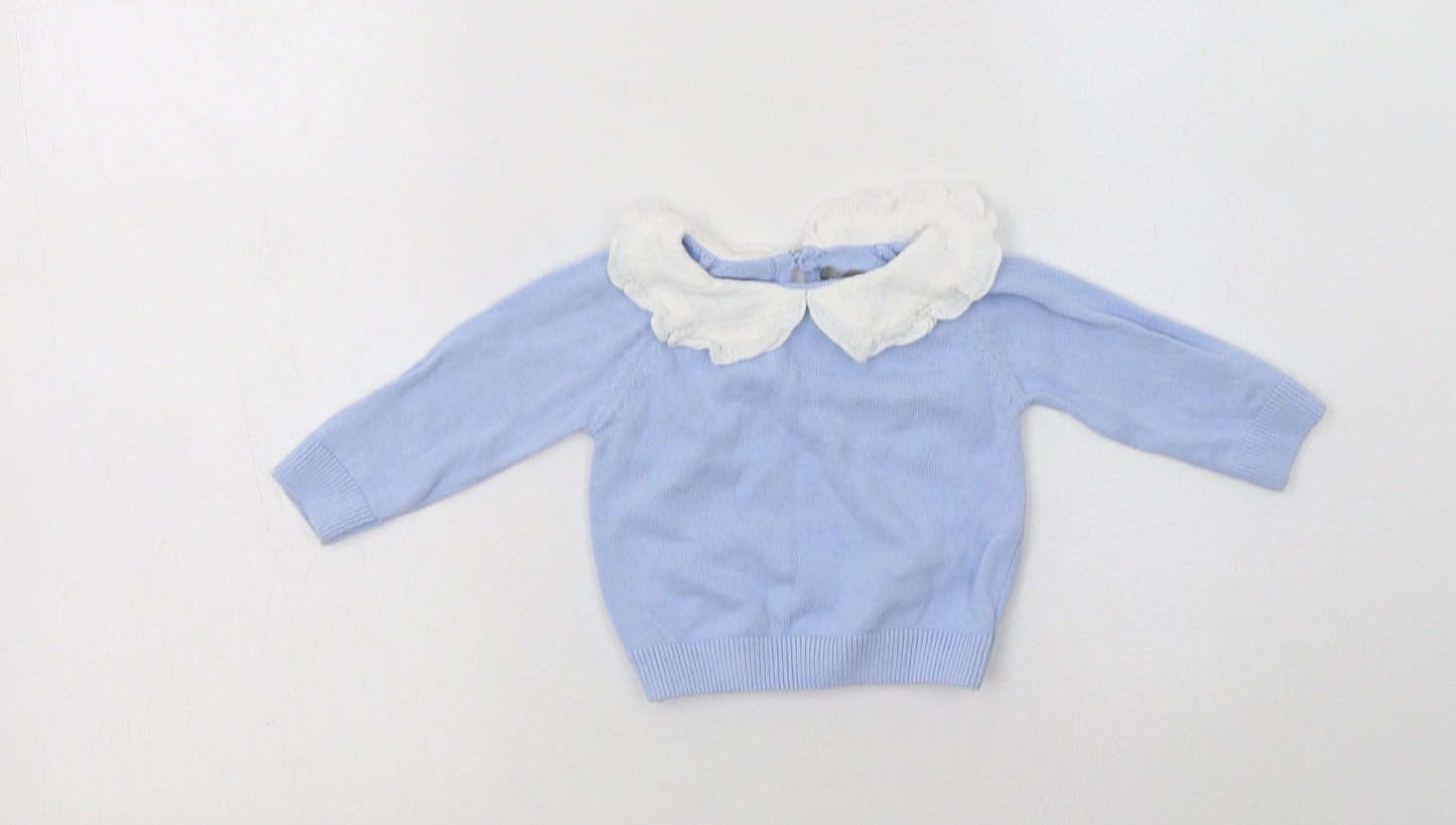 Primark Baby Blue  Cotton Pullover Jumper Size 3-6 Months  Button