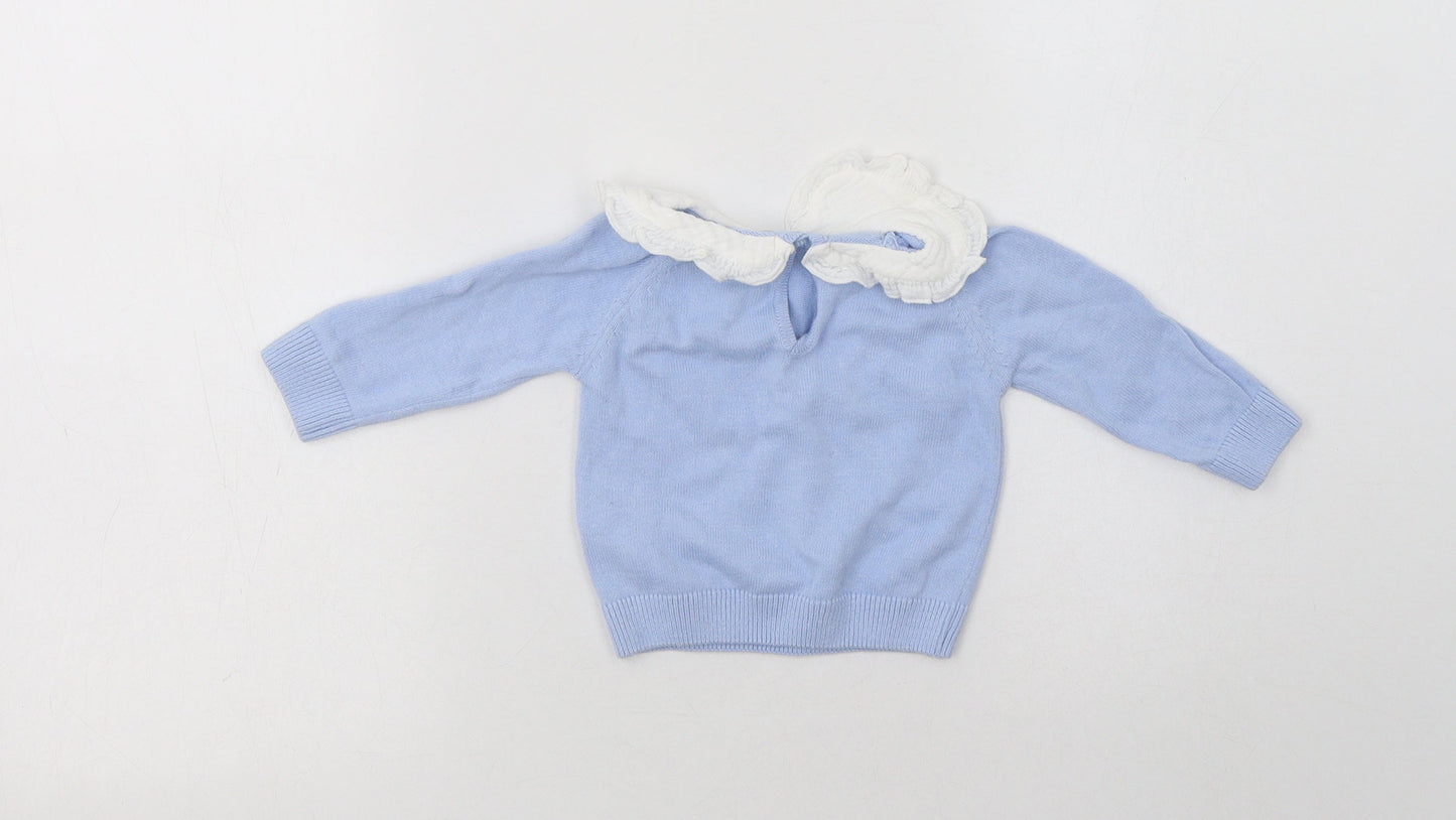 Primark Baby Blue  Cotton Pullover Jumper Size 3-6 Months  Button