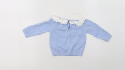 Primark Baby Blue  Cotton Pullover Jumper Size 3-6 Months  Button