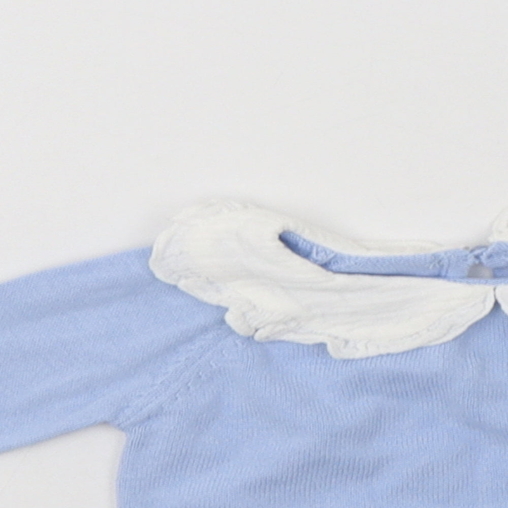 Primark Baby Blue  Cotton Pullover Jumper Size 3-6 Months  Button