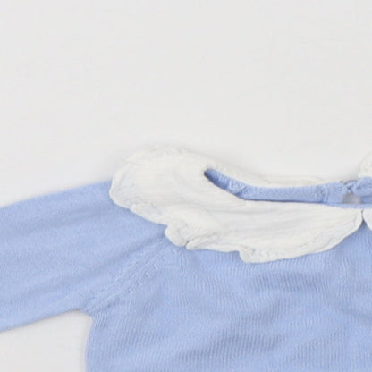 Primark Baby Blue  Cotton Pullover Jumper Size 3-6 Months  Button