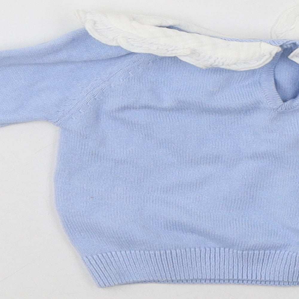 Primark Baby Blue  Cotton Pullover Jumper Size 3-6 Months  Button