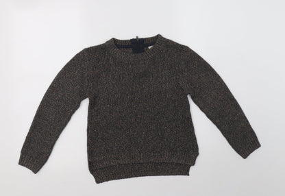 NEXT Girls Grey Crew Neck  Acrylic Pullover Jumper Size 8 Years  Zip