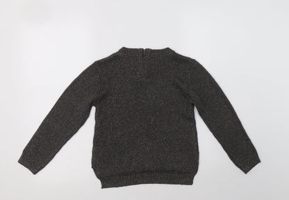NEXT Girls Grey Crew Neck  Acrylic Pullover Jumper Size 8 Years  Zip