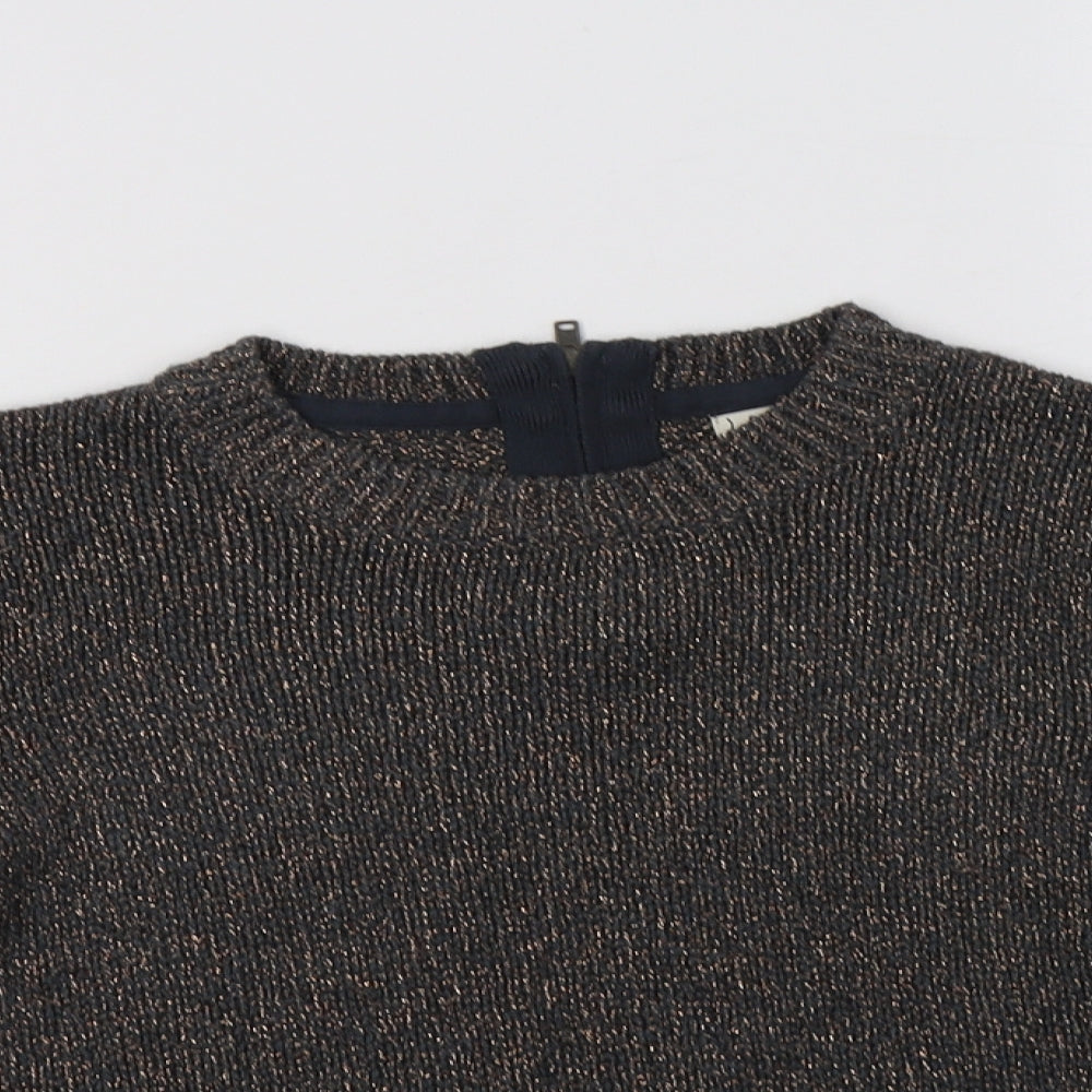 NEXT Girls Grey Crew Neck  Acrylic Pullover Jumper Size 8 Years  Zip