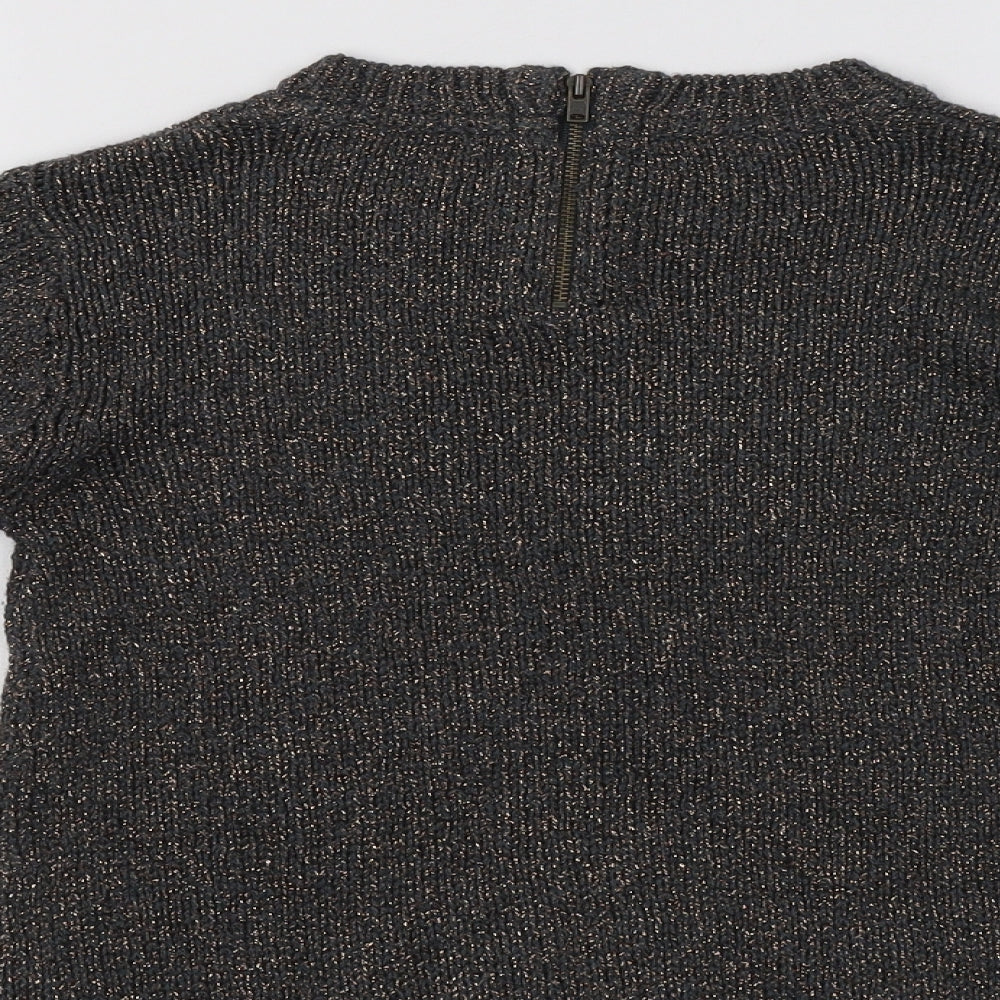NEXT Girls Grey Crew Neck  Acrylic Pullover Jumper Size 8 Years  Zip