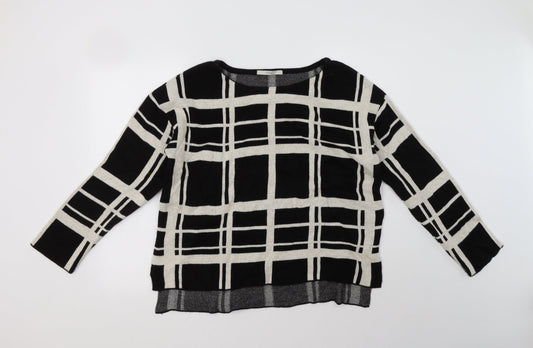 George Womens Black Roll Neck Check Acrylic Pullover Jumper Size 14