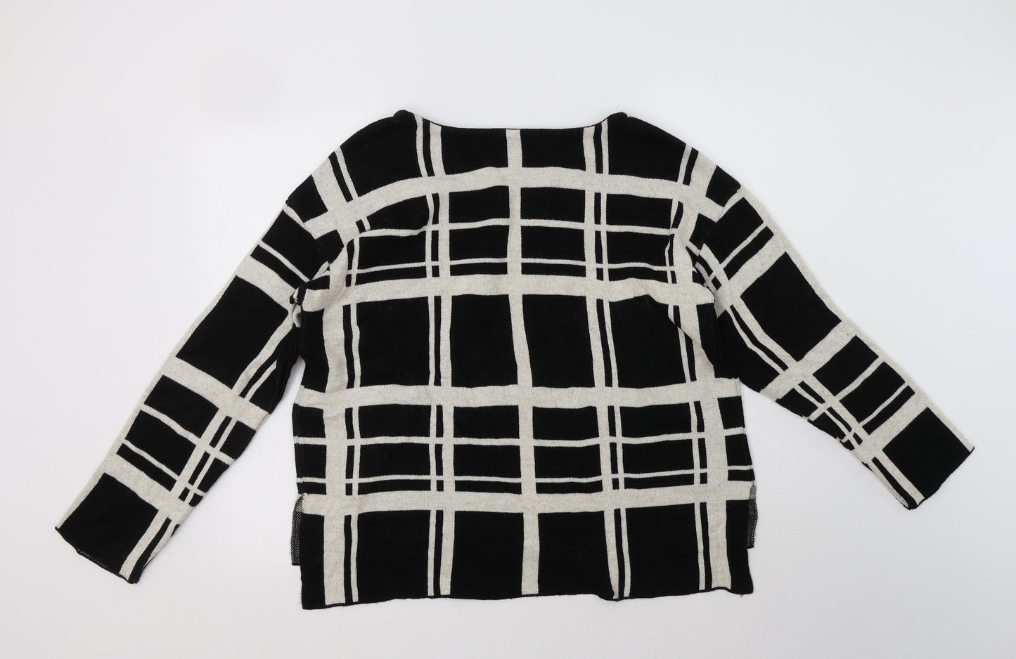 George Womens Black Roll Neck Check Acrylic Pullover Jumper Size 14