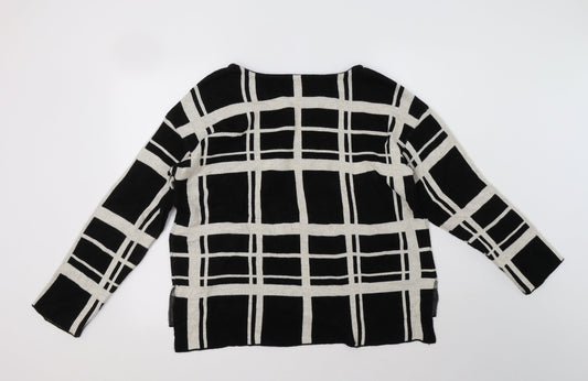 George Womens Black Roll Neck Check Acrylic Pullover Jumper Size 14