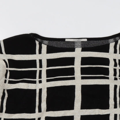 George Womens Black Roll Neck Check Acrylic Pullover Jumper Size 14