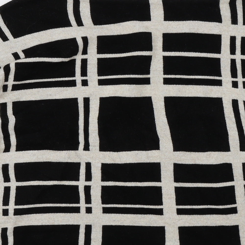 George Womens Black Roll Neck Check Acrylic Pullover Jumper Size 14