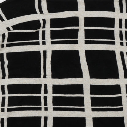 George Womens Black Roll Neck Check Acrylic Pullover Jumper Size 14