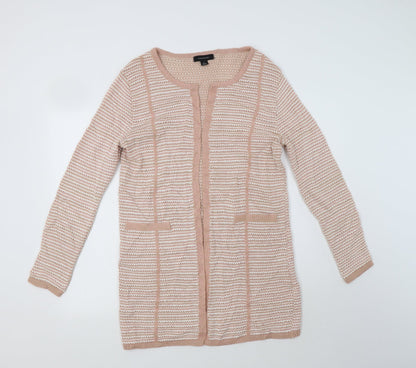 Primark Womens Pink Round Neck Striped Acrylic Cardigan Jumper Size M
