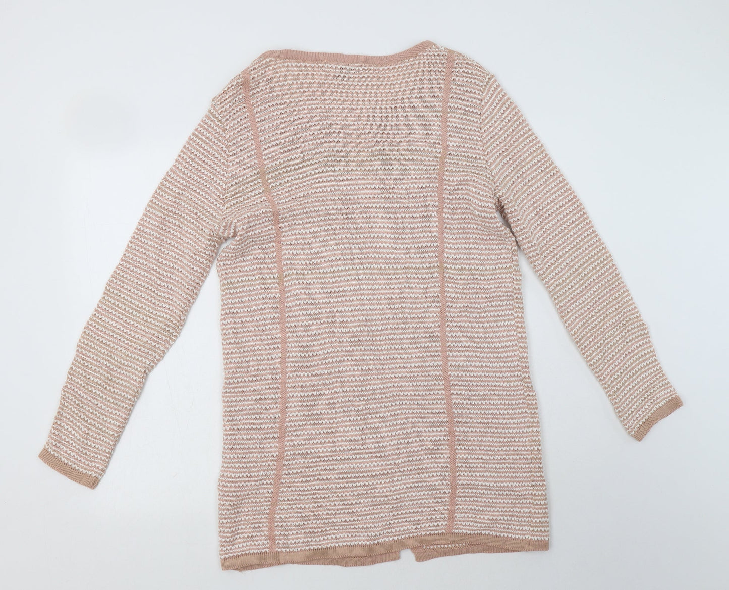 Primark Womens Pink Round Neck Striped Acrylic Cardigan Jumper Size M