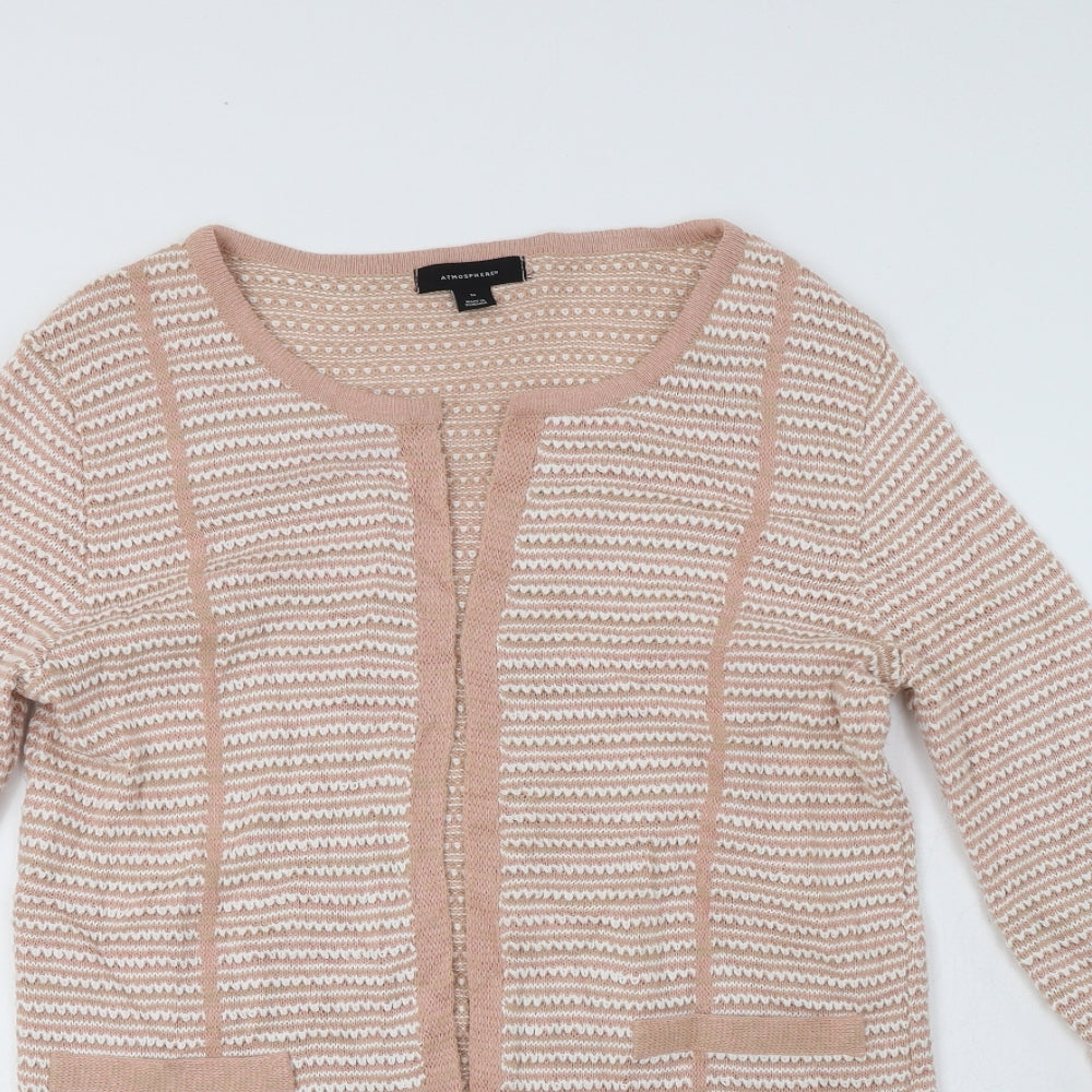 Primark Womens Pink Round Neck Striped Acrylic Cardigan Jumper Size M