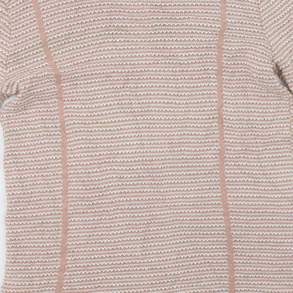 Primark Womens Pink Round Neck Striped Acrylic Cardigan Jumper Size M