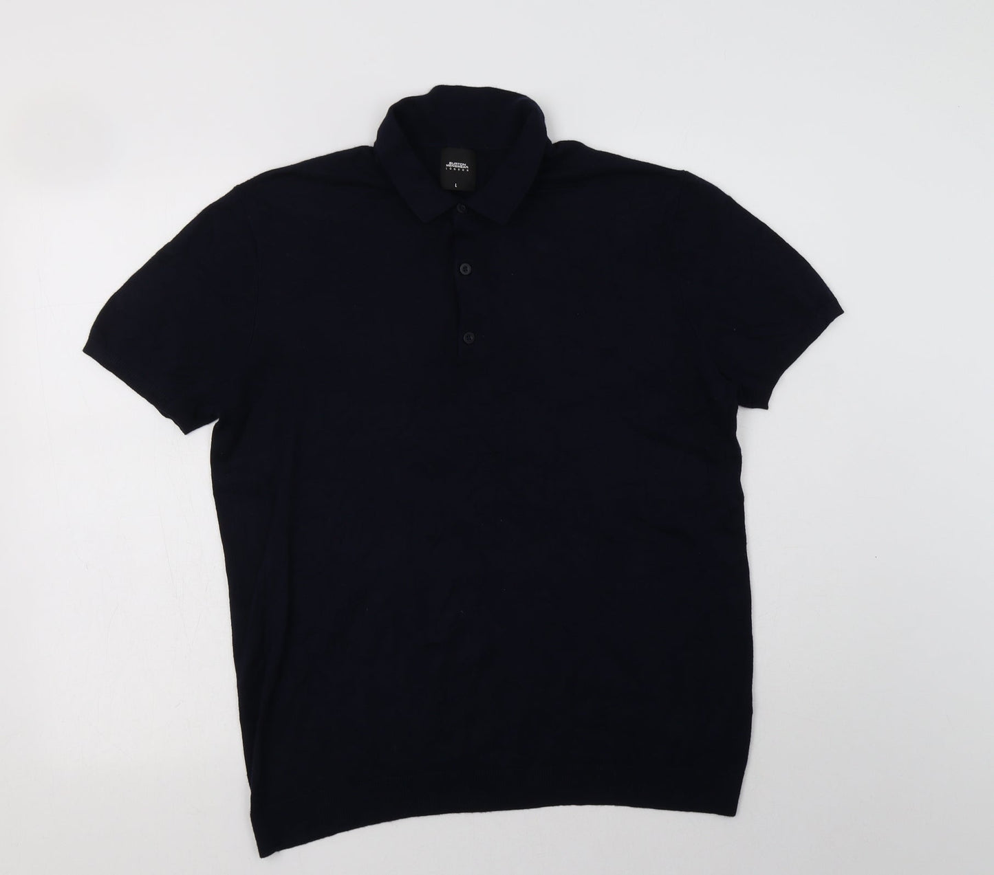 Burton Mens Blue Collared  Viscose Henley Jumper Size L