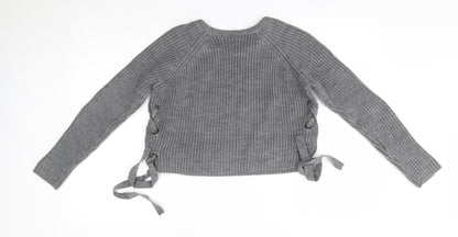 Primark Womens Grey Round Neck  Acrylic Pullover Jumper Size XS