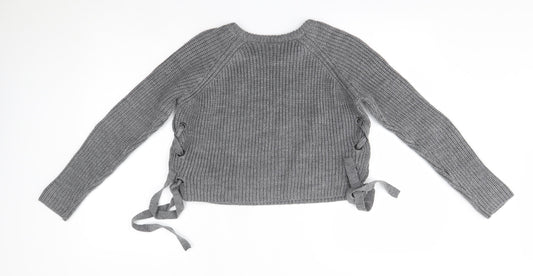 Primark Womens Grey Round Neck  Acrylic Pullover Jumper Size XS