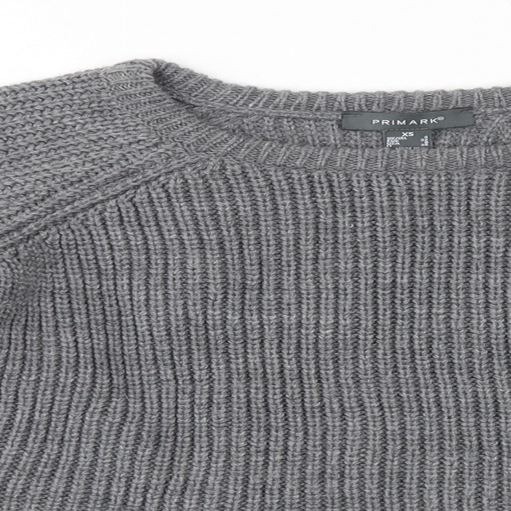 Primark Womens Grey Round Neck  Acrylic Pullover Jumper Size XS