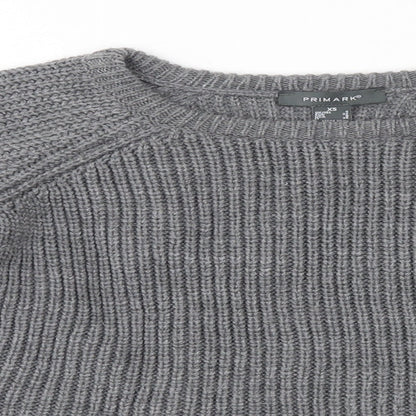 Primark Womens Grey Round Neck  Acrylic Pullover Jumper Size XS