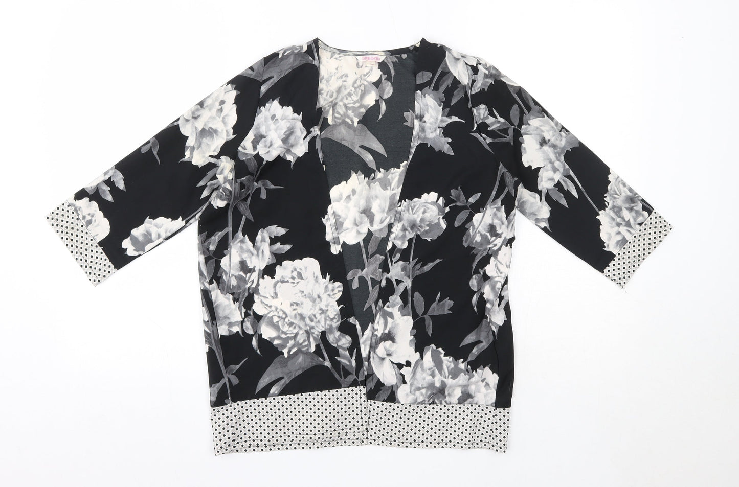 Miss Evie Girls Black V-Neck Floral Polyester Cardigan Jumper Size 11-12 Years