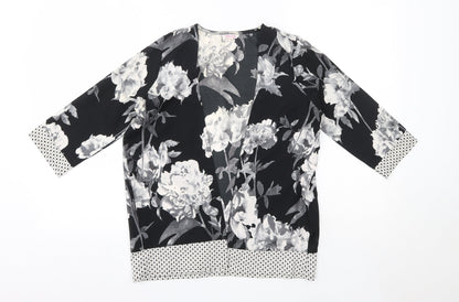 Miss Evie Girls Black V-Neck Floral Polyester Cardigan Jumper Size 11-12 Years