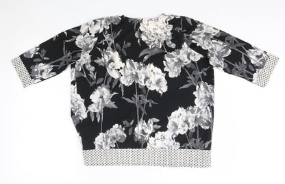 Miss Evie Girls Black V-Neck Floral Polyester Cardigan Jumper Size 11-12 Years
