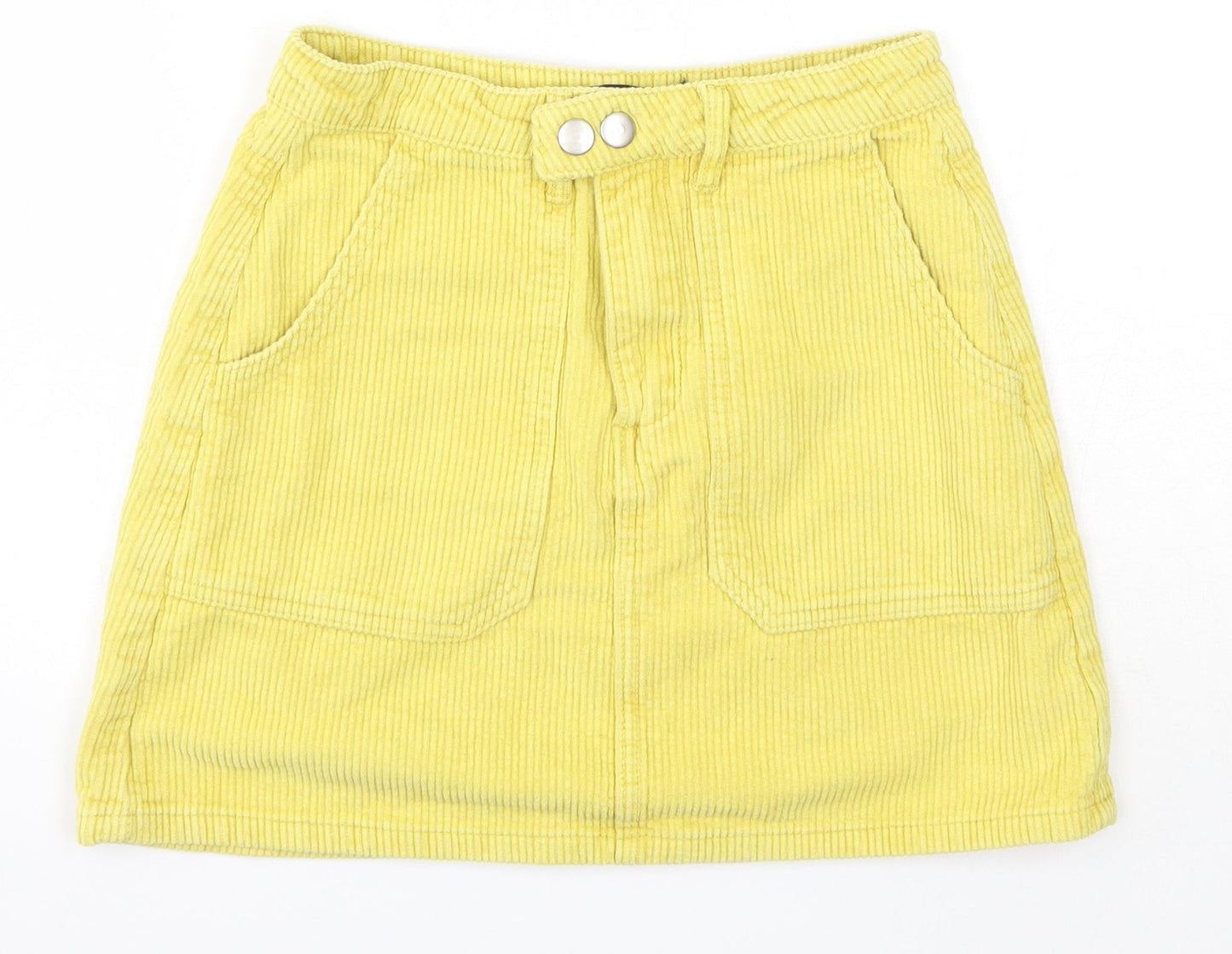 Missguided Womens Yellow  Cotton A-Line Skirt Size 6