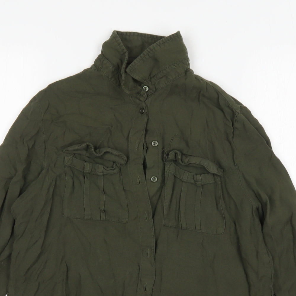 Womens UK Size 10 New Look Green Basic Button-Up