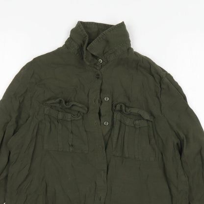 Womens UK Size 10 New Look Green Basic Button-Up