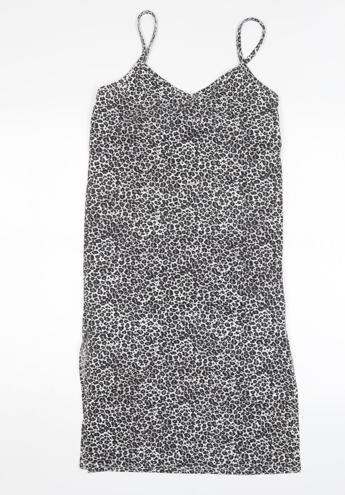 Boohoo Womens Multicoloured Animal Print Polyacrylate Fibre Tank Dress  Size 8  V-Neck