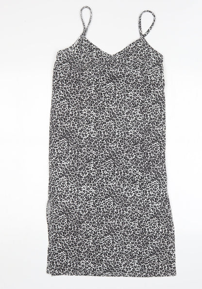 Boohoo Womens Multicoloured Animal Print Polyacrylate Fibre Tank Dress  Size 8  V-Neck