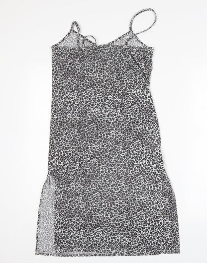 Boohoo Womens Multicoloured Animal Print Polyacrylate Fibre Tank Dress  Size 8  V-Neck