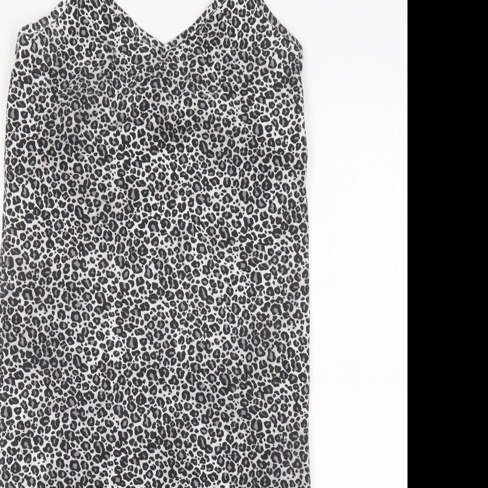 Boohoo Womens Multicoloured Animal Print Polyacrylate Fibre Tank Dress  Size 8  V-Neck