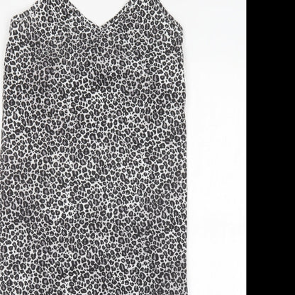 Boohoo Womens Multicoloured Animal Print Polyacrylate Fibre Tank Dress  Size 8  V-Neck